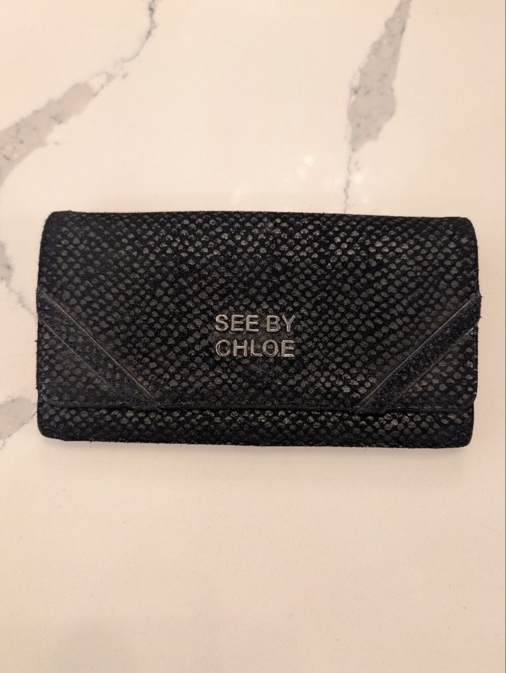 See By Chloe Suede Continental Wallet In Black